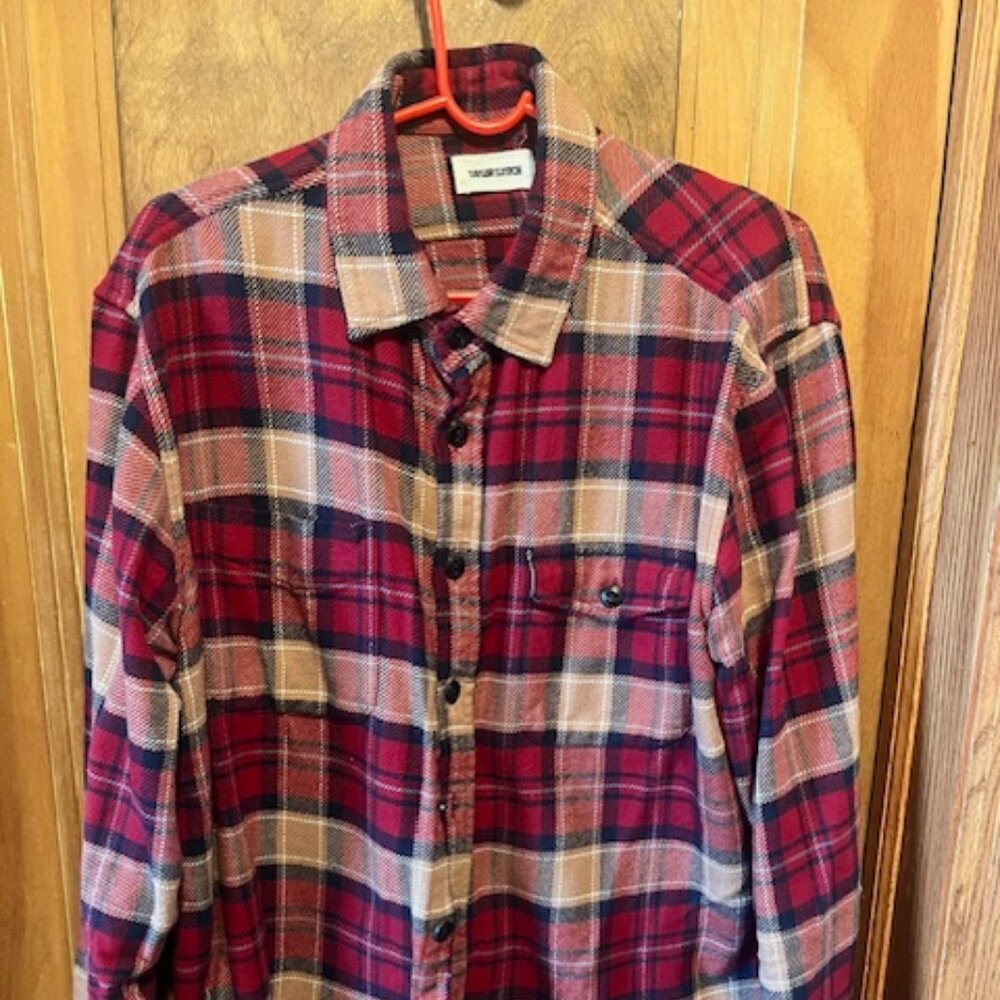 Taylor Stitch Crater Shirt — Cardinal Check — XL